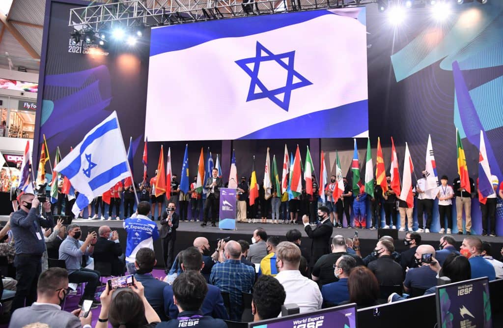 The championship stage and competition floor in the Ice Mall atrium in Eilat
